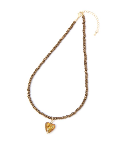 GLOBAL WORK（グローバルワーク）の「ガラスハートネックレス/275978（ネックレス・レディース・ブラウン系その他6/ライトグリーン/ホワイト/ブラウン・FREE）」の3枚目の写真