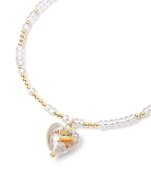 GLOBAL WORK（グローバルワーク）の「ガラスハートネックレス/275978（ネックレス・レディース・ブラウン系その他6/ライトグリーン/ホワイト/ブラウン・FREE）」の5枚目の写真