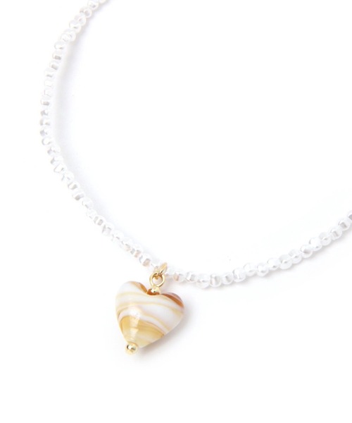 GLOBAL WORK（グローバルワーク）の「ガラスハートネックレス/275978（ネックレス・レディース・ブラウン系その他6/ライトグリーン/ホワイト/ブラウン・FREE）」の7枚目の写真