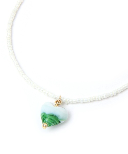GLOBAL WORK（グローバルワーク）の「ガラスハートネックレス/275978（ネックレス・レディース・ブラウン系その他6/ライトグリーン/ホワイト/ブラウン・FREE）」の8枚目の写真