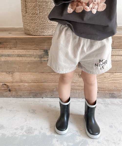 aimoha(アイモハ)の「aimoha-KIDS- 子供服 英字プリント入りハーフパンツ(その他パンツ・キッズ・ベージュ/ネイビー・90/100/110/120/80/130)」の2枚目の写真