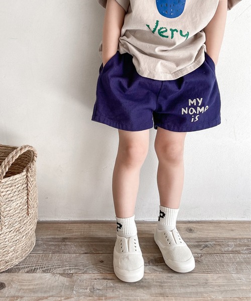 aimoha(アイモハ)の「aimoha-KIDS- 子供服 英字プリント入りハーフパンツ(その他パンツ・キッズ・ベージュ/ネイビー・90/100/110/120/80/130)」の12枚目の写真