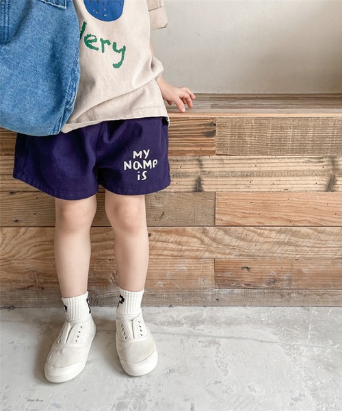aimoha(アイモハ)の「aimoha-KIDS- 子供服 英字プリント入りハーフパンツ(その他パンツ・キッズ・ベージュ/ネイビー・90/100/110/120/80/130)」の8枚目の写真