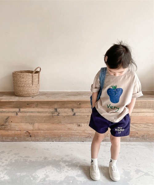 aimoha(アイモハ)の「aimoha-KIDS- 子供服 英字プリント入りハーフパンツ(その他パンツ・キッズ・ベージュ/ネイビー・90/100/110/120/80/130)」の5枚目の写真