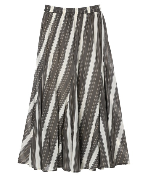 earth music&ecology（アースミュージックアンドエコロジー）の「マルチストライプフレアスカート（スカート・レディース・チャコールグレー/サックスブルー/アイボリー・FREE）」の15枚目の写真