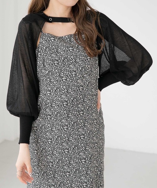 Heather（ヘザー）の「シアーボレロカーディガン　283321（カーディガン/ボレロ・レディース・ブラック/オフホワイト/モカ・FREE）」の2枚目の写真