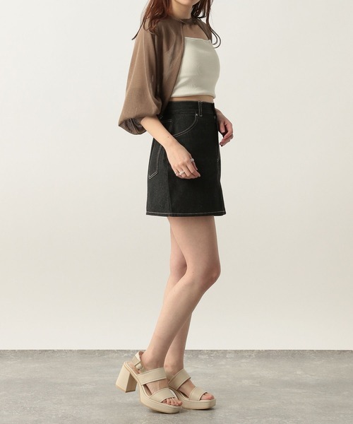 Heather（ヘザー）の「シアーボレロカーディガン　283321（カーディガン/ボレロ・レディース・ブラック/オフホワイト/モカ・FREE）」の9枚目の写真