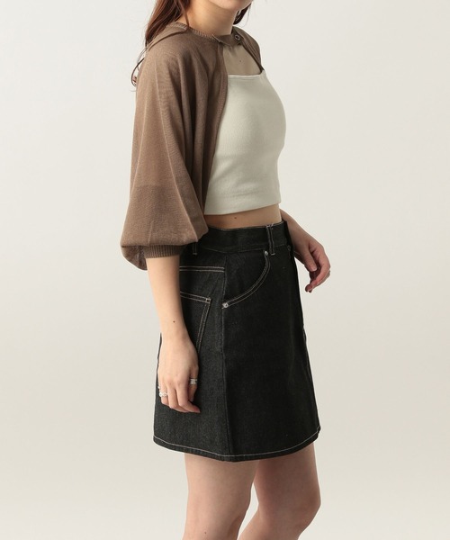 Heather（ヘザー）の「シアーボレロカーディガン　283321（カーディガン/ボレロ・レディース・ブラック/オフホワイト/モカ・FREE）」の10枚目の写真