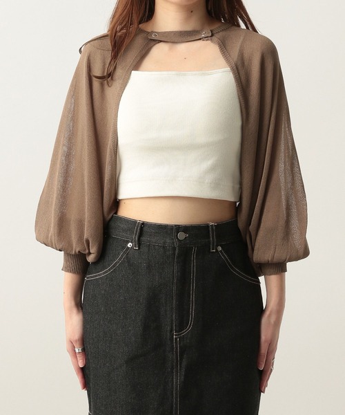 Heather（ヘザー）の「シアーボレロカーディガン　283321（カーディガン/ボレロ・レディース・ブラック/オフホワイト/モカ・FREE）」の13枚目の写真