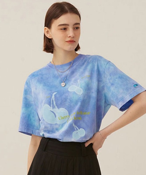 KIRSH(キルシー)の「KIRSH BIG CHERRY DYEING SHORT SLEEVE T-SHIRT LS キルシー ビッグチェリー タイダイTシャツ(Tシャツ/カットソー・レディース・ブルー/オレンジ・ONE SIZE)」の2枚目の写真
