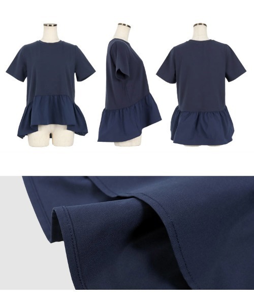 KOBE LETTUCE(コウベレタス)の「ペプラムフレアドッキングTシャツ(Tシャツ/カットソー・レディース・ネイビー/ブラック/オフホワイト/ホワイト×ブラック・FREE)」の16枚目の写真