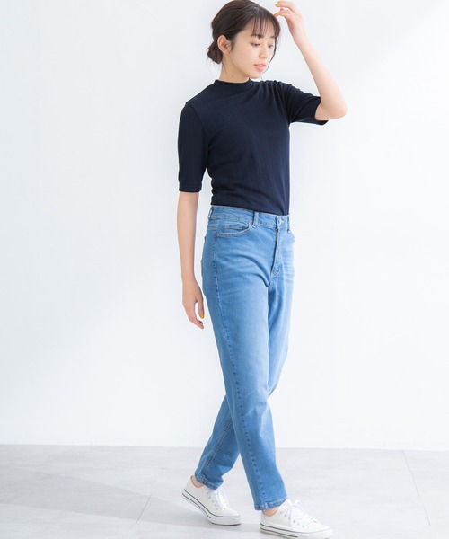 Honeys（ハニーズ）の「半袖ハイネックＴシャツ（Tシャツ/カットソー・レディース・モカ/ネイビー/ブラック/グリーン/ベージュ・L/M/S）」の13枚目の写真