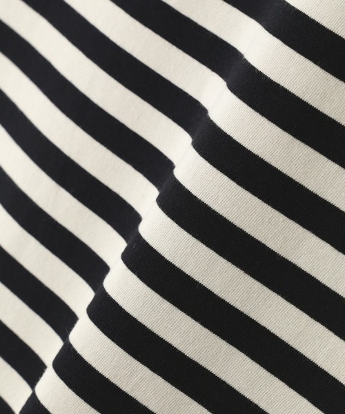 MARGARET HOWELL（マーガレットハウエル）の「ORGANIC COTTON STRIPE JERSEY（Tシャツ/カットソー・メンズ・オフホワイト/オリーブ・MEDIUM/LARGE）」の5枚目の写真