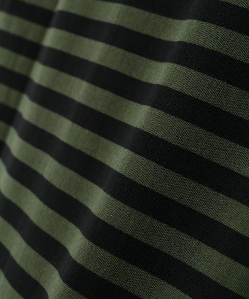 MARGARET HOWELL（マーガレットハウエル）の「ORGANIC COTTON STRIPE JERSEY（Tシャツ/カットソー・メンズ・オフホワイト/オリーブ・MEDIUM/LARGE）」の9枚目の写真