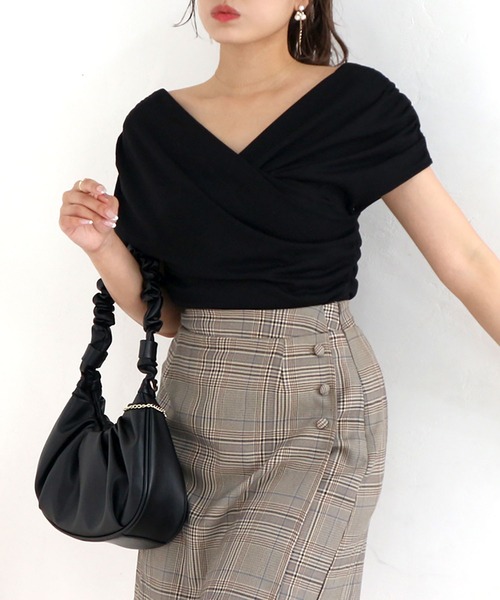  PARTY - 【新品未使用！】ロイヤルパーティー カシュクールドレープカットトップス ブラック ロイヤルパーティー ROYAL PARTY カシュクールドレープカット