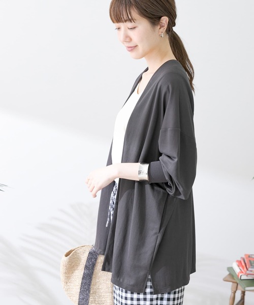 URBAN RESEARCH Sonny Label（アーバンリサーチサニーレーベル）の「接触冷感カノコカーディガン（Tシャツ/カットソー・レディース・チャコールグレー/カーキ/グリーン・FREE）」の2枚目の写真