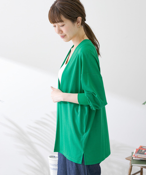 URBAN RESEARCH Sonny Label（アーバンリサーチサニーレーベル）の「接触冷感カノコカーディガン（Tシャツ/カットソー・レディース・チャコールグレー/カーキ/グリーン・FREE）」の13枚目の写真