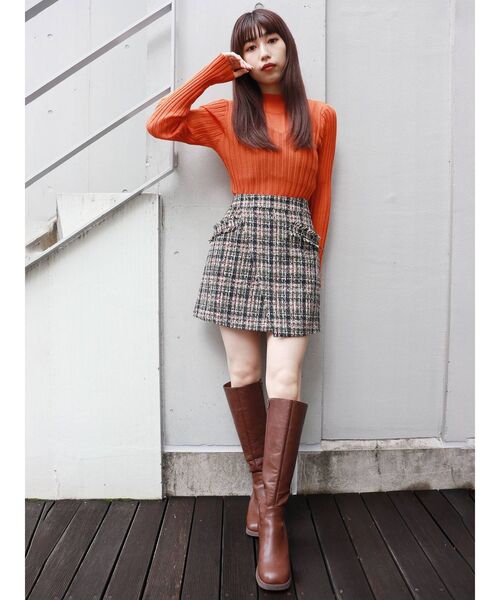 MURUA（ムルーア）の「ツイードラップミニスカート【セットアップ着用可】（スカート・レディース・グレー/ネイビー・1/2）」の8枚目の写真