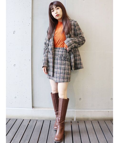 MURUA（ムルーア）の「ツイードラップミニスカート【セットアップ着用可】（スカート・レディース・グレー/ネイビー・1/2）」の10枚目の写真