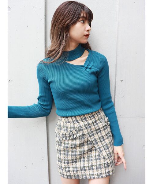 ツイードラップミニスカート【セットアップ着用可】（スカート