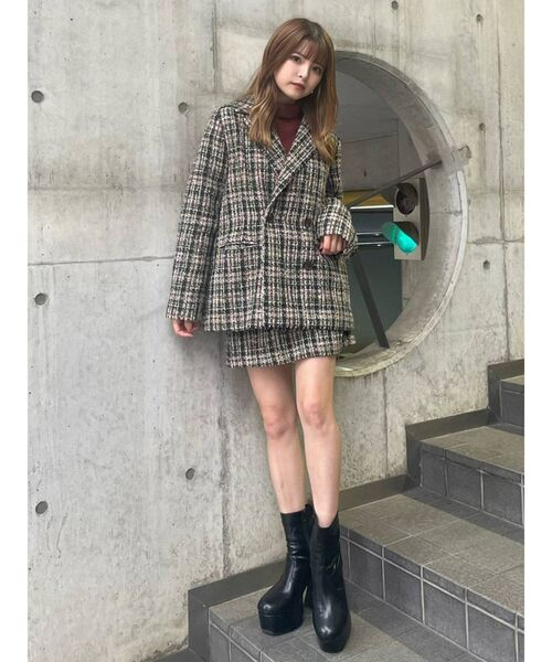 MURUA（ムルーア）の「ツイードラップミニスカート【セットアップ着用可】（スカート・レディース・グレー/ネイビー・1/2）」の15枚目の写真