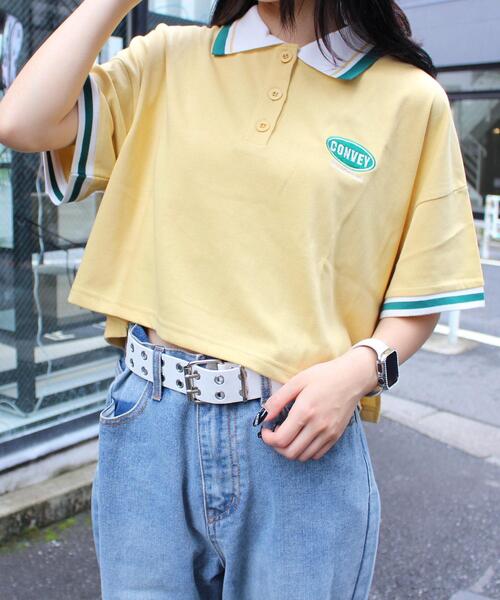 INGNI(イング)の「胸ロゴライン配色ポロシャツ(Tシャツ/カットソー・レディース・オフホワイト/グリーン/オートミール/ブラック/イエロー・M)」の5枚目の写真