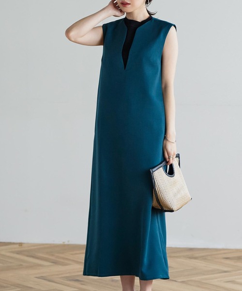 KOBE LETTUCE（コウベレタス）の「キーネックジャンスカワンピース（ワンピース・レディース・グレイッシュベージュ/ブラック/グリーン系/チャコール/ホワイト系・FREE）」の5枚目の写真