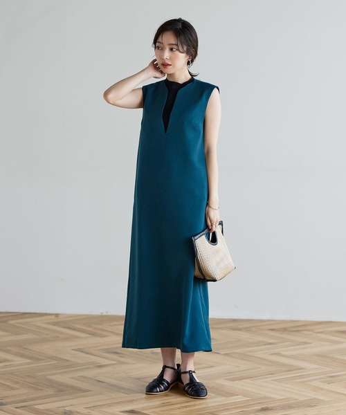 KOBE LETTUCE（コウベレタス）の「キーネックジャンスカワンピース（ワンピース・レディース・グレイッシュベージュ/ブラック/グリーン系/チャコール/ホワイト系・FREE）」の21枚目の写真