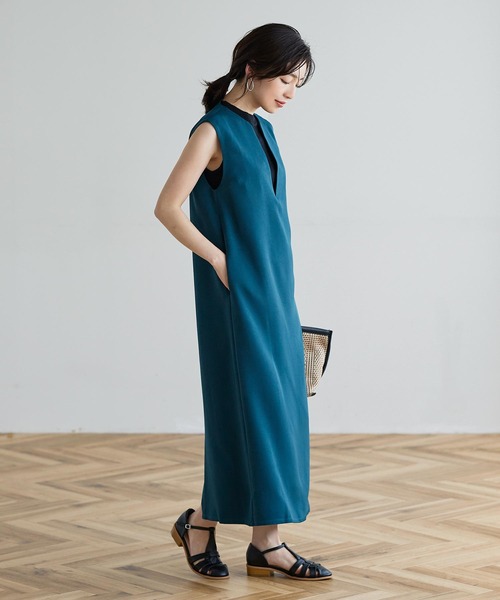 KOBE LETTUCE（コウベレタス）の「キーネックジャンスカワンピース（ワンピース・レディース・グレイッシュベージュ/ブラック/グリーン系/チャコール/ホワイト系・FREE）」の13枚目の写真