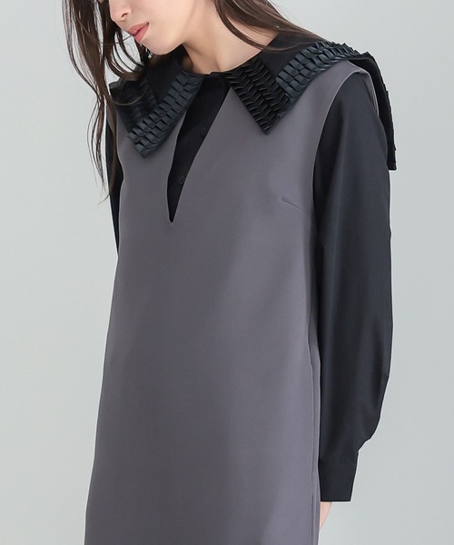 KOBE LETTUCE（コウベレタス）の「キーネックジャンスカワンピース（ワンピース・レディース・グレイッシュベージュ/ブラック/グリーン系/チャコール/ホワイト系・FREE）」の11枚目の写真