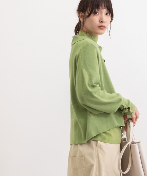 POU DOU DOU（プードゥドゥ）の「襟付きショート丈プルオーバーニット（ニット/セーター・レディース・ブラック/ブラウン/グリーン・3）」の6枚目の写真