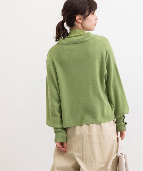 POU DOU DOU（プードゥドゥ）の「襟付きショート丈プルオーバーニット（ニット/セーター・レディース・ブラック/ブラウン/グリーン・3）」の8枚目の写真