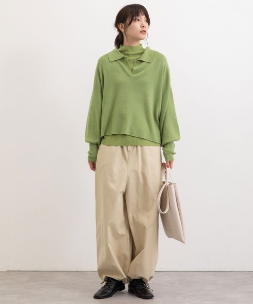 POU DOU DOU（プードゥドゥ）の「襟付きショート丈プルオーバーニット（ニット/セーター・レディース・ブラック/ブラウン/グリーン・3）」の10枚目の写真