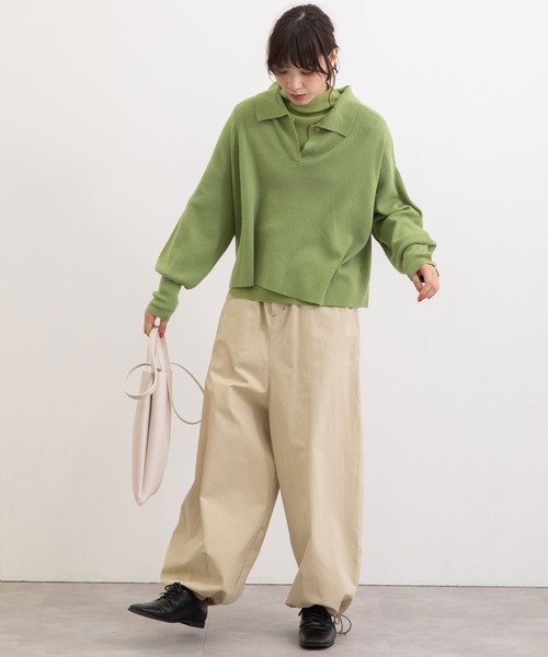 POU DOU DOU（プードゥドゥ）の「襟付きショート丈プルオーバーニット（ニット/セーター・レディース・ブラック/ブラウン/グリーン・3）」の11枚目の写真