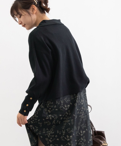 POU DOU DOU（プードゥドゥ）の「襟付きショート丈プルオーバーニット（ニット/セーター・レディース・ブラック/ブラウン/グリーン・3）」の22枚目の写真