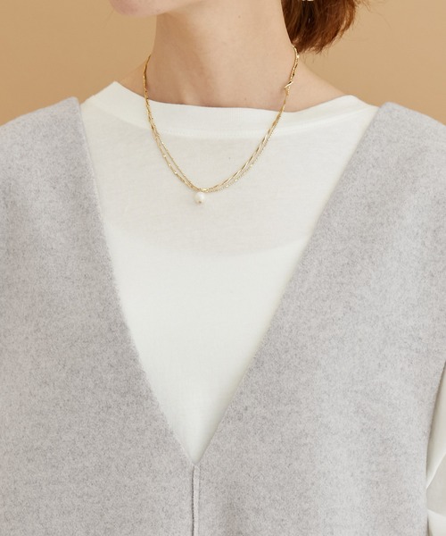 ROPE' PICNIC（ロペピクニック）の「ジャージメルトンVネックジャンパースカート（ジャンパースカート・レディース・チャコールグレー/ベージュ/グレー系その他・38/36）」の6枚目の写真