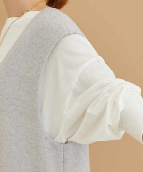 ROPE' PICNIC（ロペピクニック）の「ジャージメルトンVネックジャンパースカート（ジャンパースカート・レディース・チャコールグレー/ベージュ/グレー系その他・38/36）」の20枚目の写真