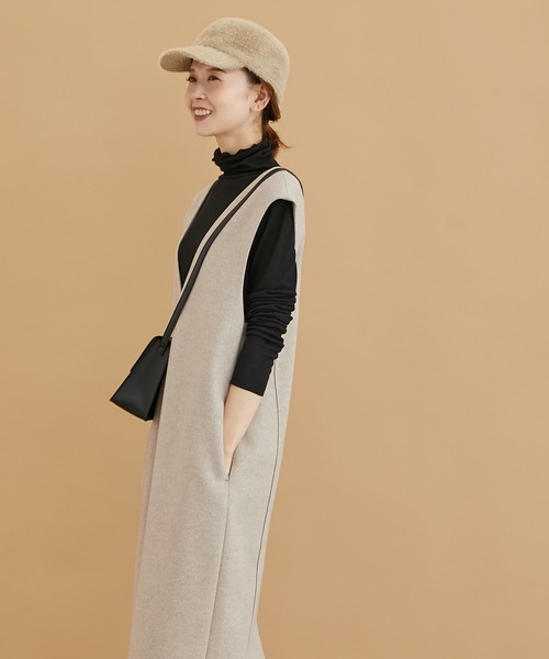 ROPE' PICNIC（ロペピクニック）の「ジャージメルトンVネックジャンパースカート（ジャンパースカート・レディース・チャコールグレー/ベージュ/グレー系その他・38/36）」の19枚目の写真