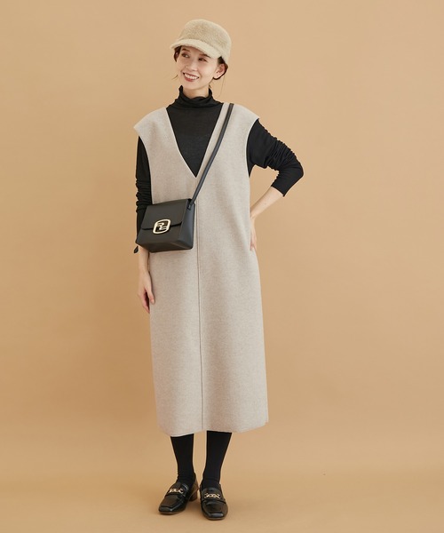 ROPE' PICNIC（ロペピクニック）の「ジャージメルトンVネックジャンパースカート（ジャンパースカート・レディース・チャコールグレー/ベージュ/グレー系その他・38/36）」の14枚目の写真