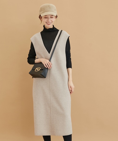 ROPE' PICNIC（ロペピクニック）の「ジャージメルトンVネックジャンパースカート（ジャンパースカート・レディース・チャコールグレー/ベージュ/グレー系その他・38/36）」の17枚目の写真