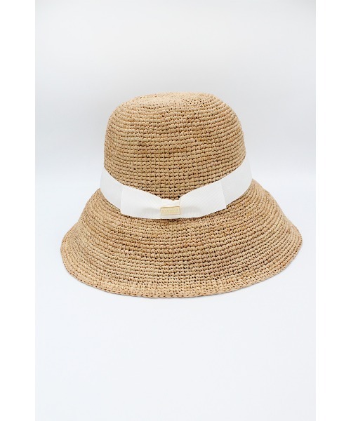 MANIERA（マニエラ）の「ラフィアコマ編みワイドリボンハット（ハット・レディース・ホワイト・FREE）」の3枚目の写真