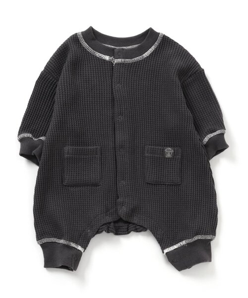 BREEZE（ブリーズ）の「ワッフルカバーオール（ロンパース・キッズ・サックスブルー/チャコール/オフホワイト/グリーン・80/70/60）」の3枚目の写真