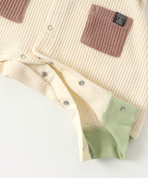 BREEZE（ブリーズ）の「ワッフルカバーオール（ロンパース・キッズ・サックスブルー/チャコール/オフホワイト/グリーン・80/70/60）」の14枚目の写真