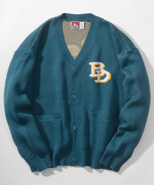BEN DAVIS（ベンデイビス）の「【BEN　DAVIS/ベンデイビス】ワンポイント ロゴ バック刺繍 ジャガードニット カーディガン/ビッグシルエット（カーディガン/ボレロ・レディース・イエロー/ブルーグリーン/ブラック/グリーン・L/XL/M）」の11枚目の写真