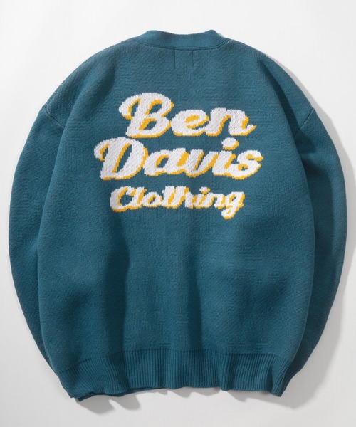BEN DAVIS（ベンデイビス）の「【BEN　DAVIS/ベンデイビス】ワンポイント ロゴ バック刺繍 ジャガードニット カーディガン/ビッグシルエット（カーディガン/ボレロ・レディース・イエロー/ブルーグリーン/ブラック/グリーン・L/XL/M）」の8枚目の写真