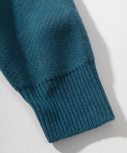 BEN DAVIS（ベンデイビス）の「【BEN　DAVIS/ベンデイビス】ワンポイント ロゴ バック刺繍 ジャガードニット カーディガン/ビッグシルエット（カーディガン/ボレロ・レディース・イエロー/ブルーグリーン/ブラック/グリーン・L/XL/M）」の6枚目の写真