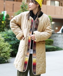 チチカカ | 【ユニセックス】ジャガード×キルトコンビコート(ノーカラーコート)