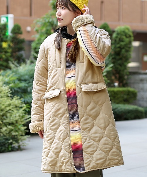 チチカカ（チチカカ）の「【ユニセックス】ジャガード×キルトコンビコート（ノーカラーコート・レディース・ブラック/ベージュ・FREE）」の3枚目の写真