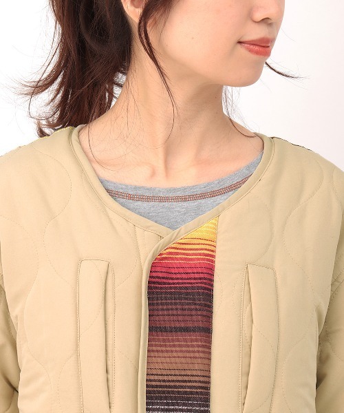 チチカカ（チチカカ）の「【ユニセックス】ジャガード×キルトコンビコート（ノーカラーコート・レディース・ブラック/ベージュ・FREE）」の14枚目の写真