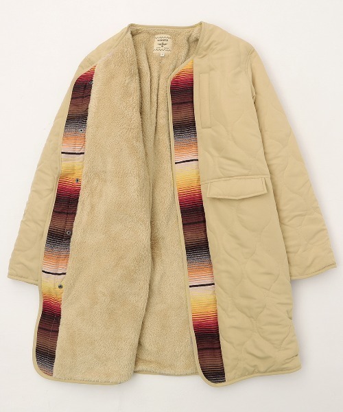 チチカカ（チチカカ）の「【ユニセックス】ジャガード×キルトコンビコート（ノーカラーコート・レディース・ブラック/ベージュ・FREE）」の11枚目の写真